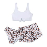 dmqupv Bathing Suit for Girls Size 14-16 Swimsuit Summer Print Girls' Cute Three-Piece Crisscross Bathing Suit 5 T White 13-14 Years